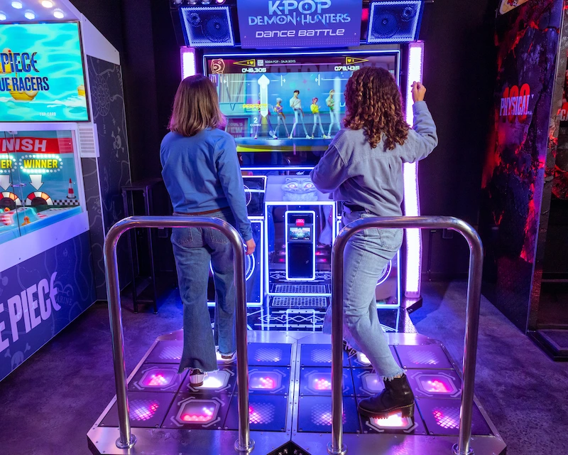 Friends playing K-POP Demon Hunters Dance Battle