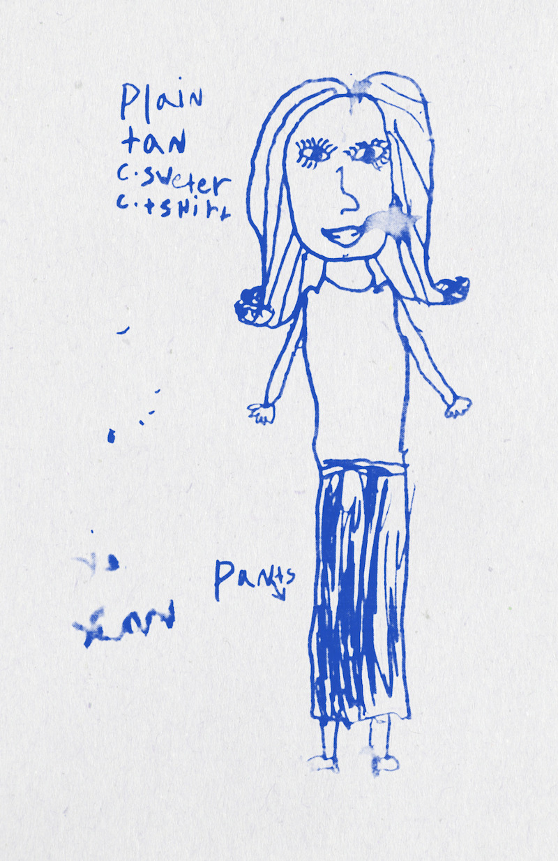 Hannah’s drawing of “Myliz” standing in their apartment. 
