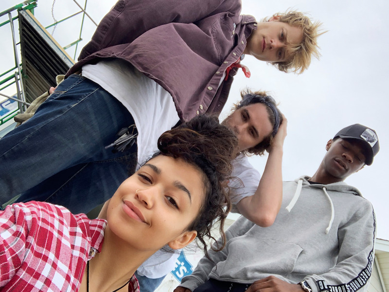 Jonathan Daviss, Rudy Pankow, Madison Bailey and Chase Stokes in Outer Banks Season 1 Behind-the-Scenes Photo Gallery.