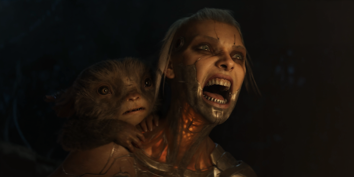 Animated still of a cyborg woman in the episode “Spider Rose” from ‘Love, Death + Robots’ Volume 4