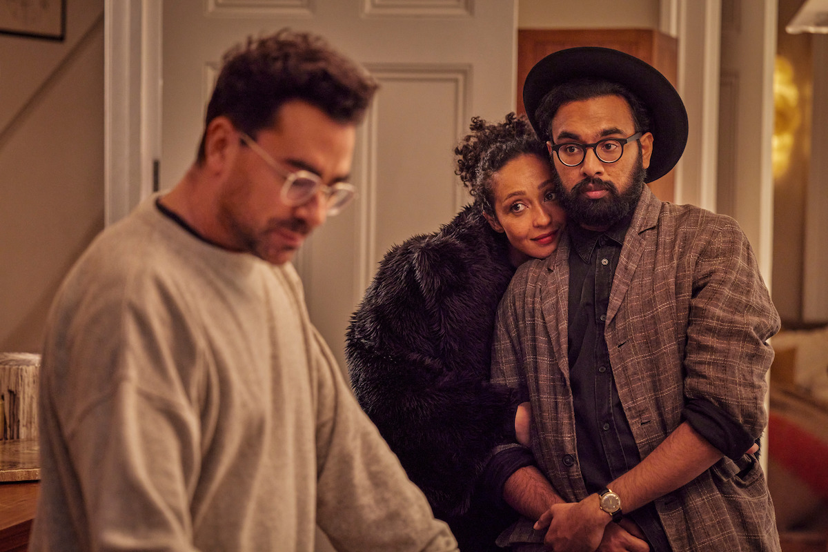 Daniel Levy stars as Marc, Ruth Negga as Sophie, and Himesh Patel as Thomas in ‘Good Grief’.