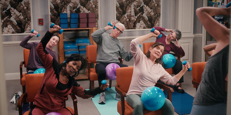 Ted Danson as Charles exercises in an aerobics class in Season 1 of 'A Man on the Inside'