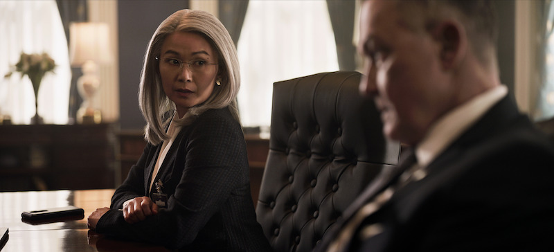 Hong Chau as Diane Farr and Robert Patrick as Hawkins in The Night Agent