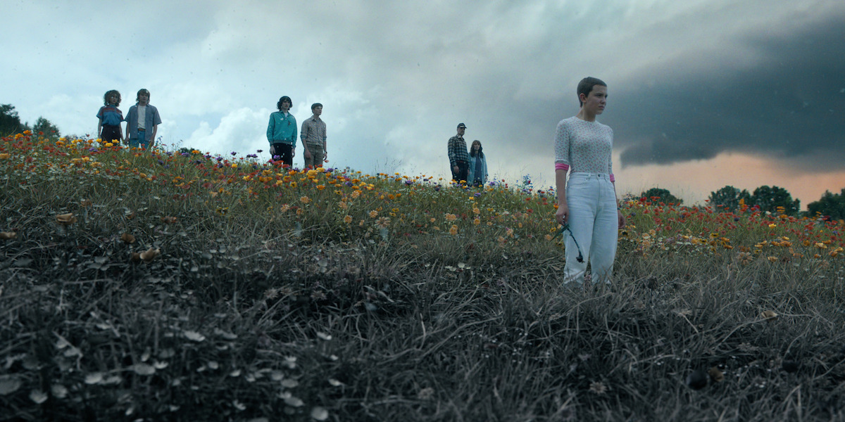 Characters in a field of wild flowers