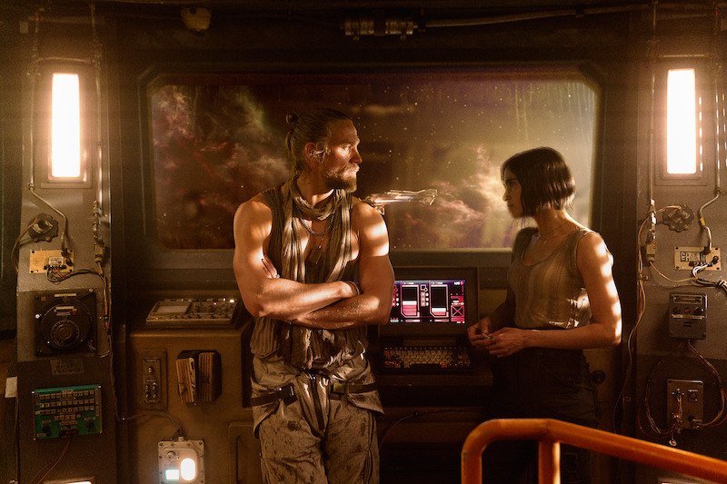 Charlie Hunnam as Kai and Sofia Boutella as Kora in Rebel Moon.