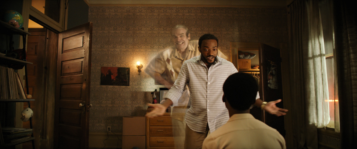 David Harbour, Anthony Mackie and Jahi Di’Allo Winston standing in a house.