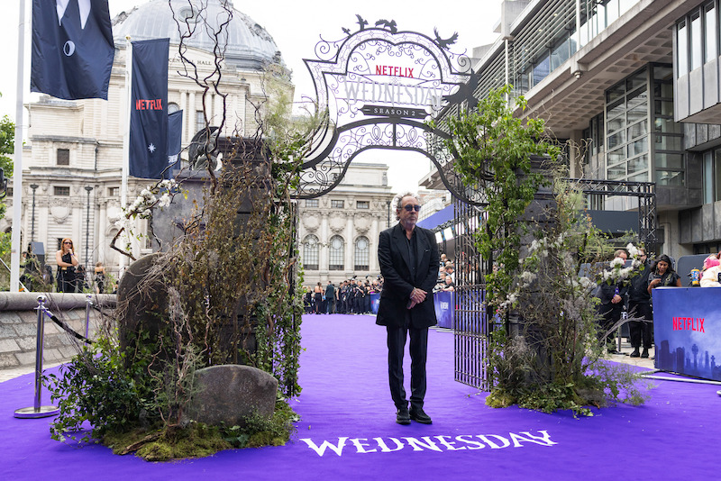 Tim Burton attends the global premiere of 'Wednesday' Season 2, Part 1.