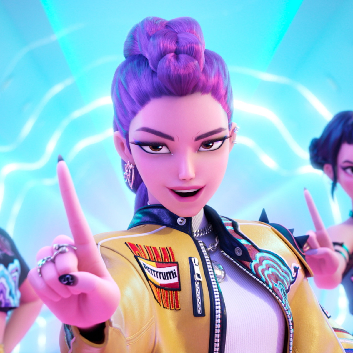 Rumi wearing her yellow jacket in ‘Kpop Demon Hunters.’