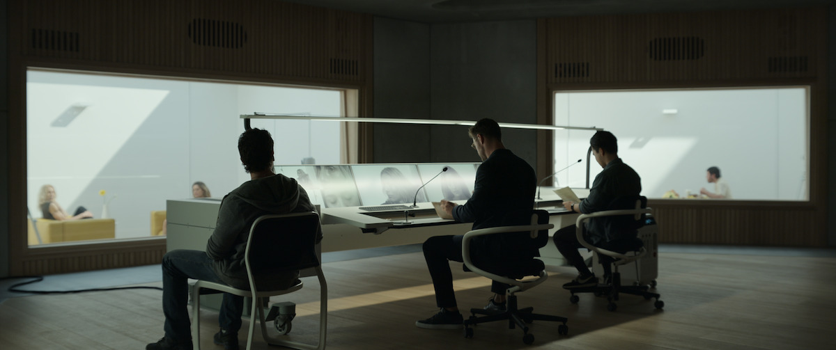 Jeff often views experiment participants alongside Abnesti in the control room - The Beauty of Brutalism: the Design References in ‘Spiderhead’ Revealed