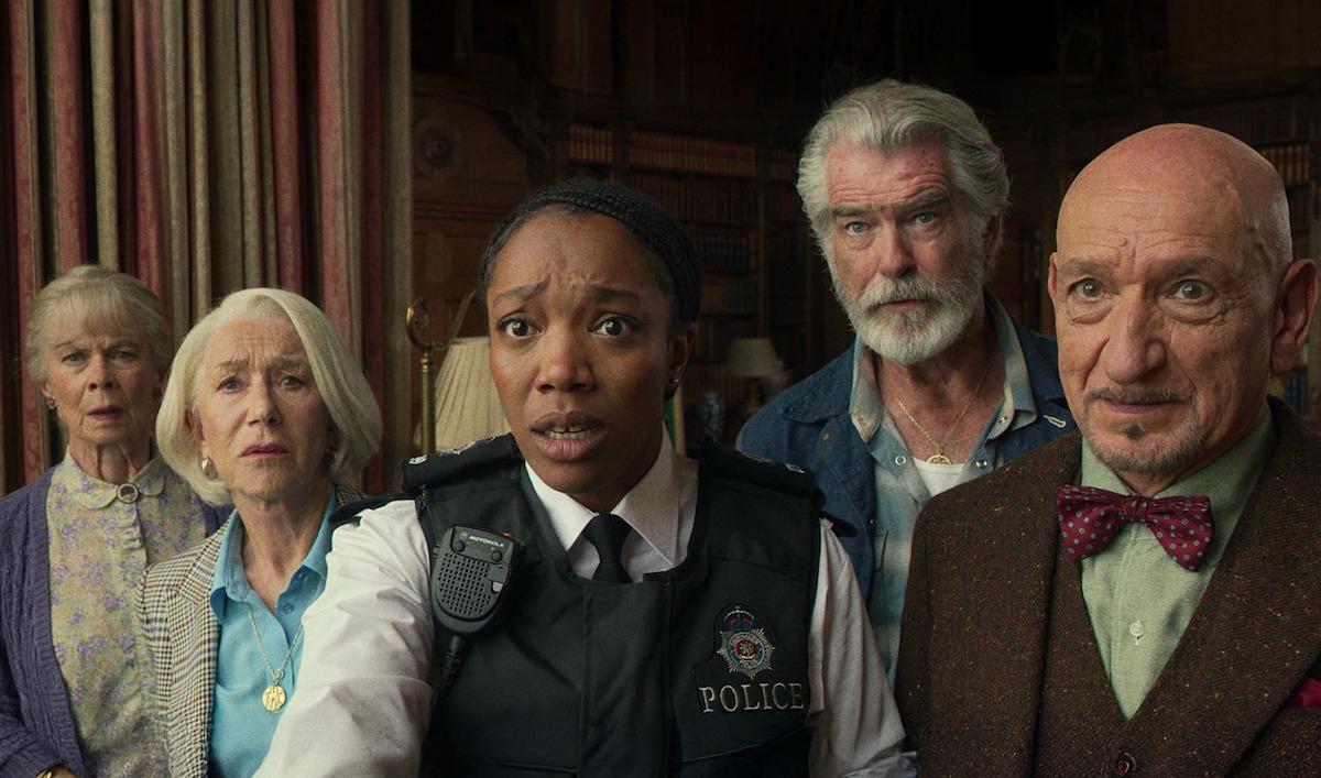 Celia Imrie, Helen Mirren, Naomi Ackie, Pierce Brosnan, Sir Ben Kingsley in ‘The Thursday Murder Club’