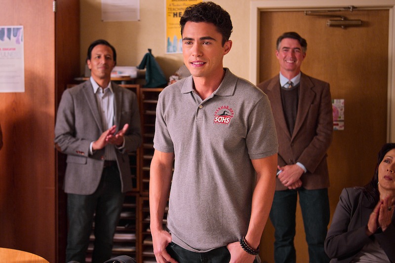 Darren Barnet as Paxton Hall-Yoshida in Season 4 of Never Have I Ever.