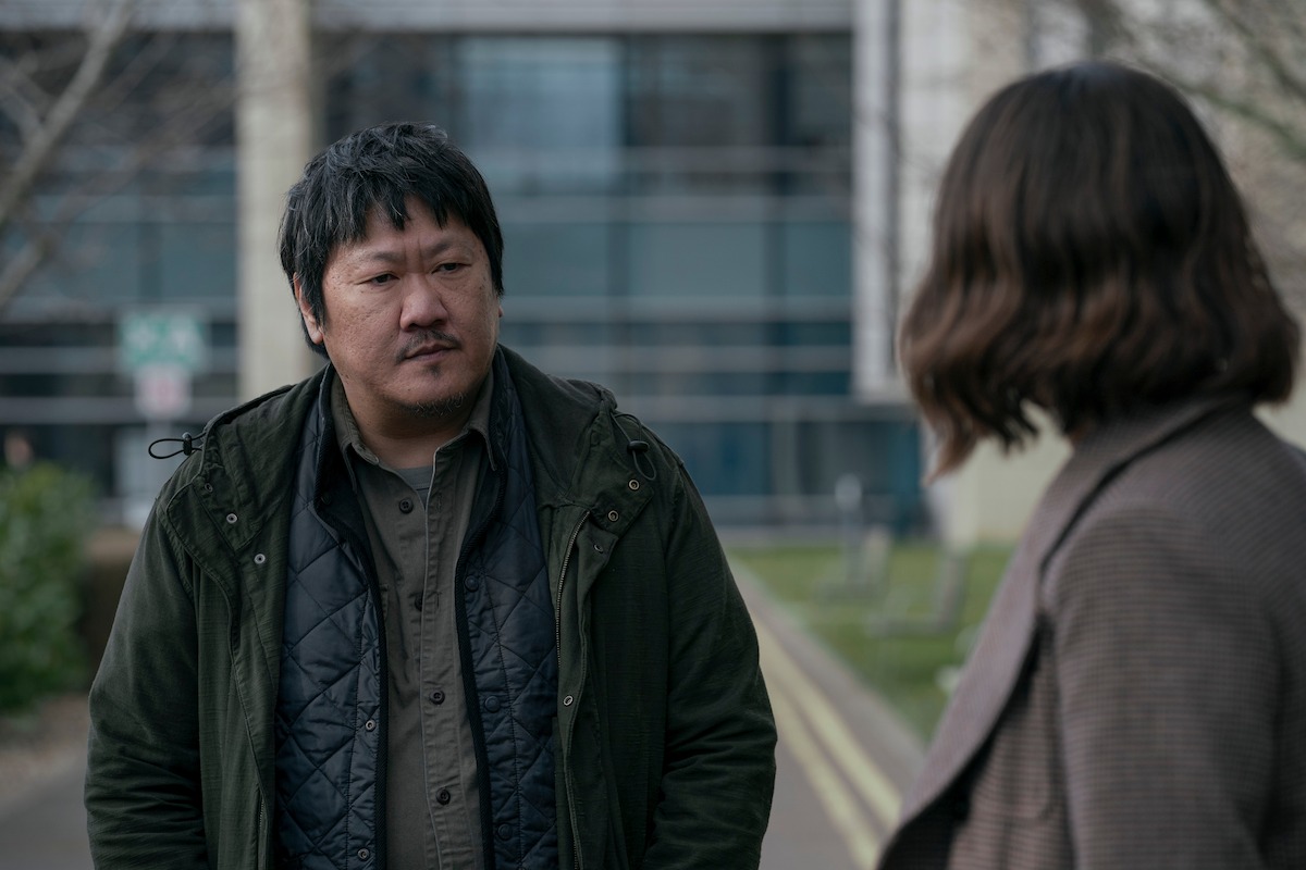 Benedict Wong as Da Shi and Eiza González as Auggie Salazar in ‘3 Body Problem.’