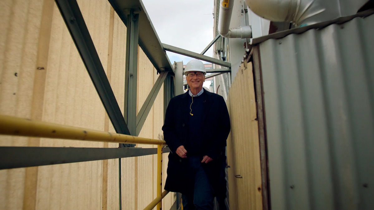 Bill Gates tours a factory.