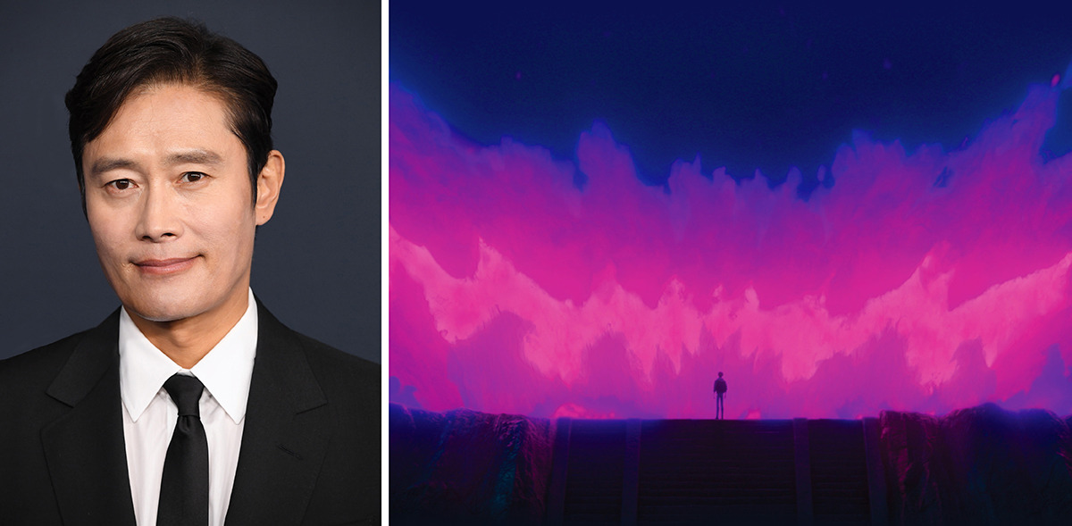 Diptych featuring a headshot of Ahn Hyo-seop and an animated still of Jinu in ‘Kpop Demon Hunters’