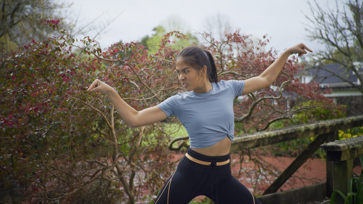 Minh (Charlie Kersh) practices mantis style kung fu.