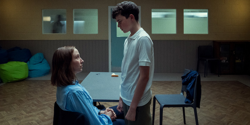 Erin Doherty as Briony Ariston and Owen Cooper as Jamie Miller in 'Adolescence'