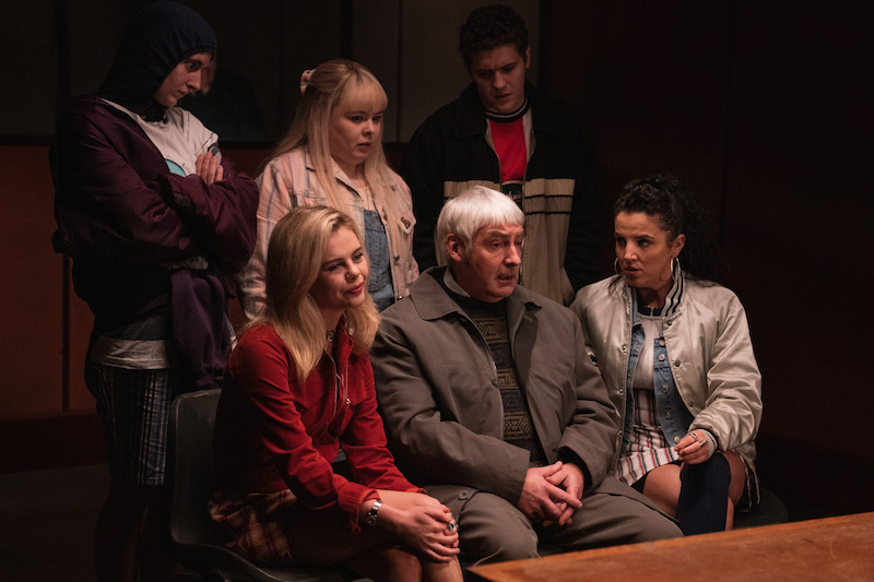 Orla (Harland), Clare (Coughlan), James (Llewellyn), Erin (Jackson), Uncle Colm (Kevin McAleer) and Michelle (O’Donnell) - ‘Derry Girls’ Season 3 Photos