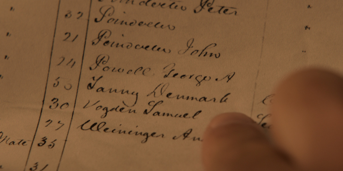 John B finds Denmark Tanny's name on the list of passengers on the Royal Merchant