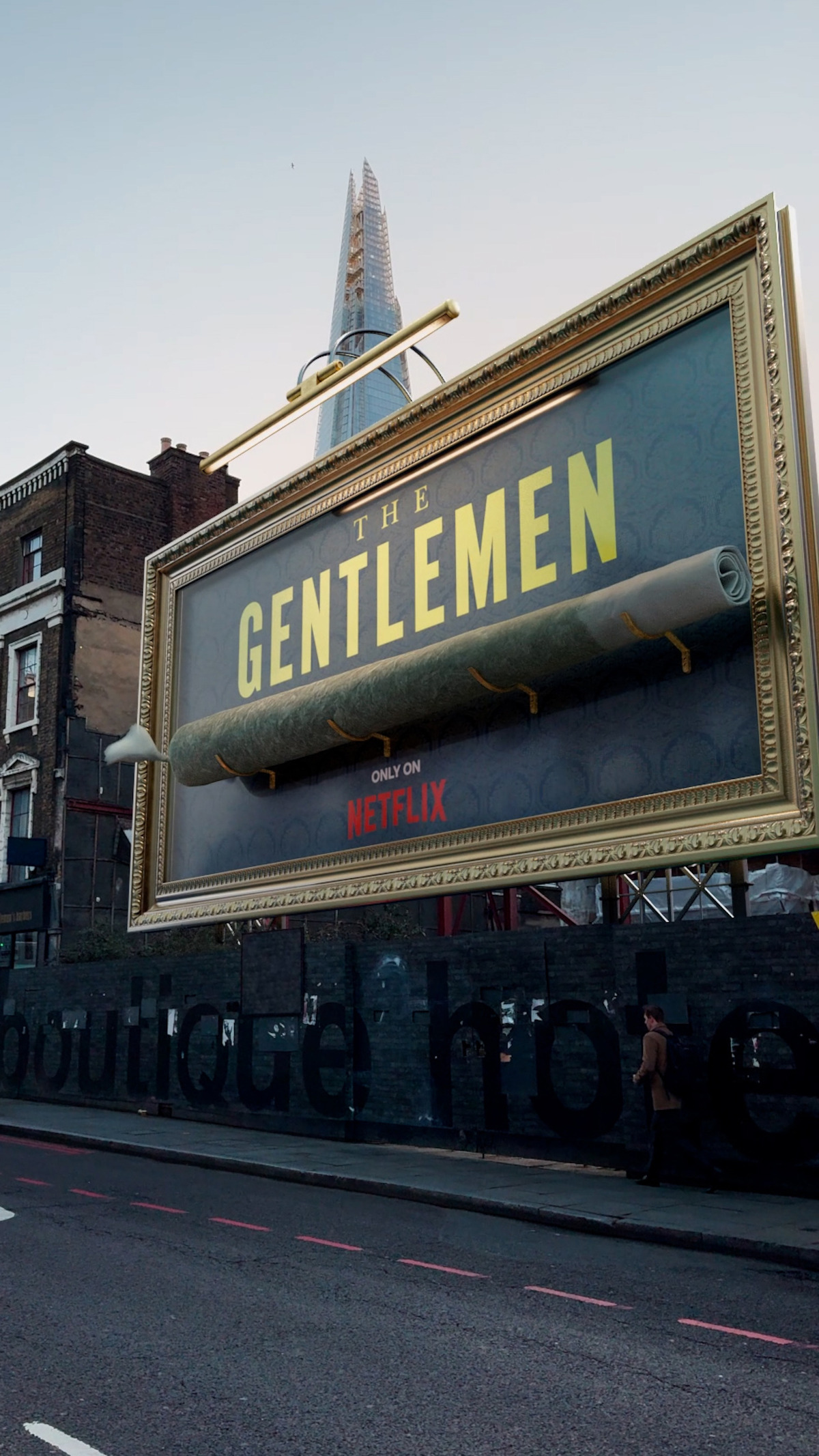 Billboard for Season 2 of 'The Gentlemen' featuring a spliff