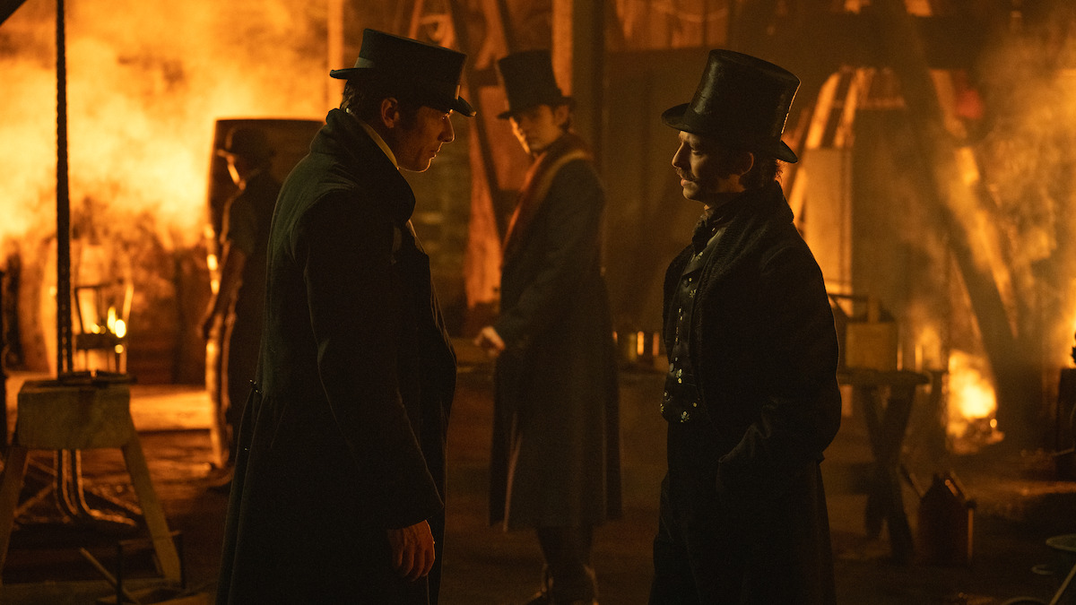 James Norton as Sean Rafferty and Anthony Boyle as Arthur Guinness in 'House of Guinness' Season 1.
