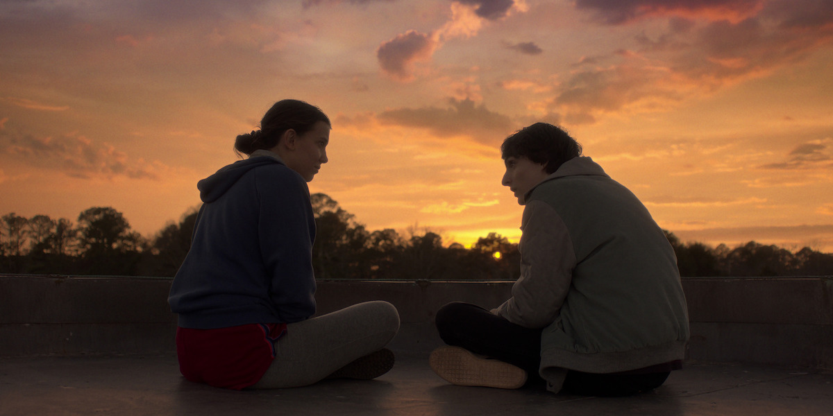 Millie Bobby Brown as Eleven and Finn Wolfhard as Mike in ‘Stranger Things 5.’