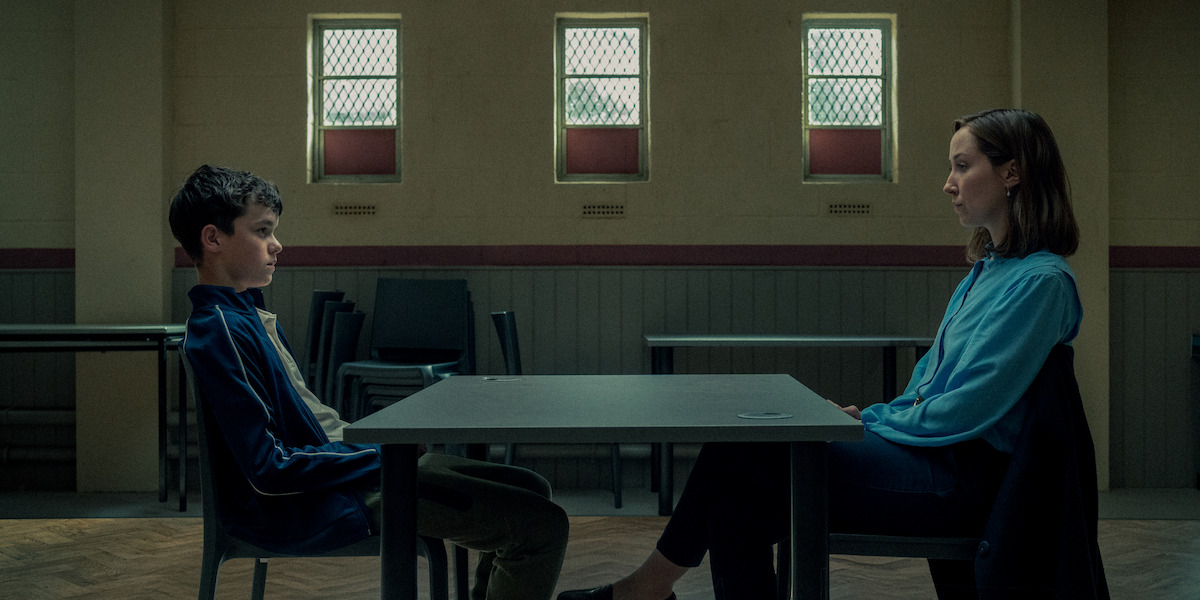 Owen Cooper as Jamie Miller, Erin Doherty as Briony Ariston, in ‘Adolescence’
