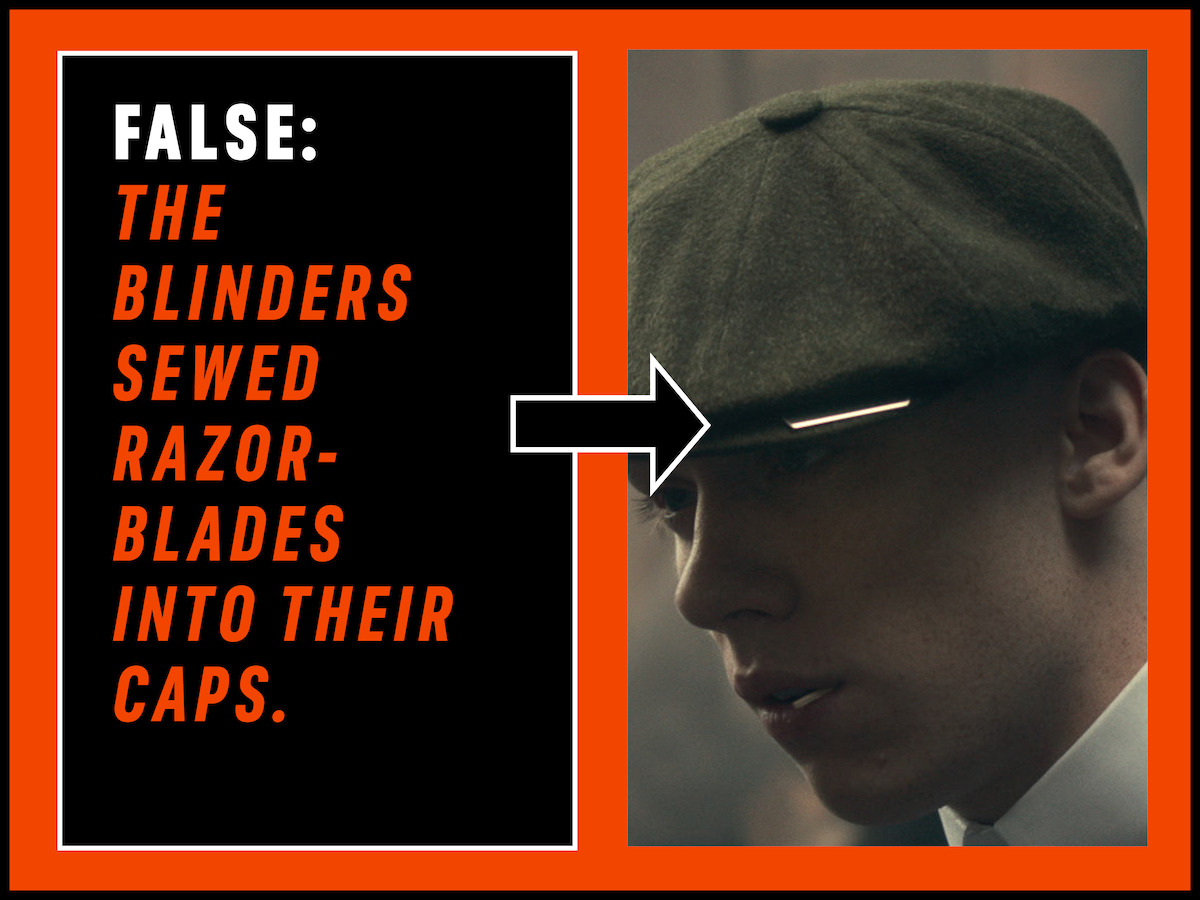 An image of character John with a razor blade sewn in his cap