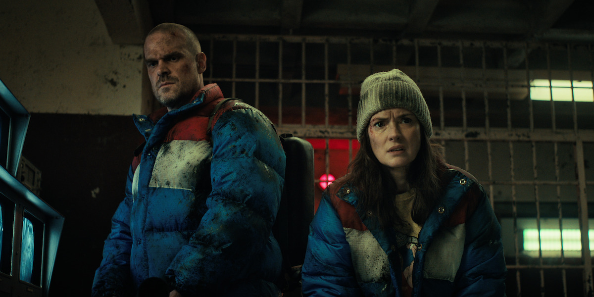 David Harbour as Jim Hopper and Winona Ryder as Joyce Byers in ‘Stranger Things’ Season 4.