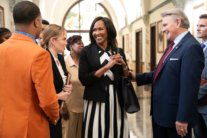 Dyon Brooks as Basil Henderson, Terri J. Vaughn as Antoinette Dunkerson, Robert Craighead as Governor Irwin Harper, Kevin Thoms as Jed Bonds in 'Miss Governor'