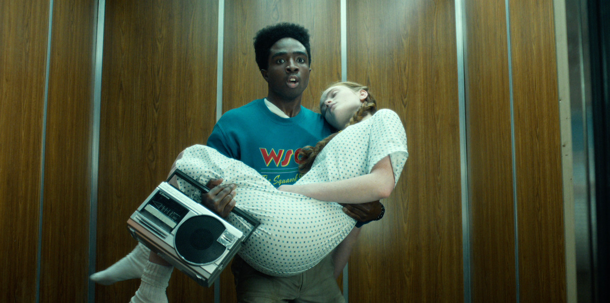 Caleb McLaughlin as Lucas and Sadie Sink as Max in ‘Stranger Things 5.’