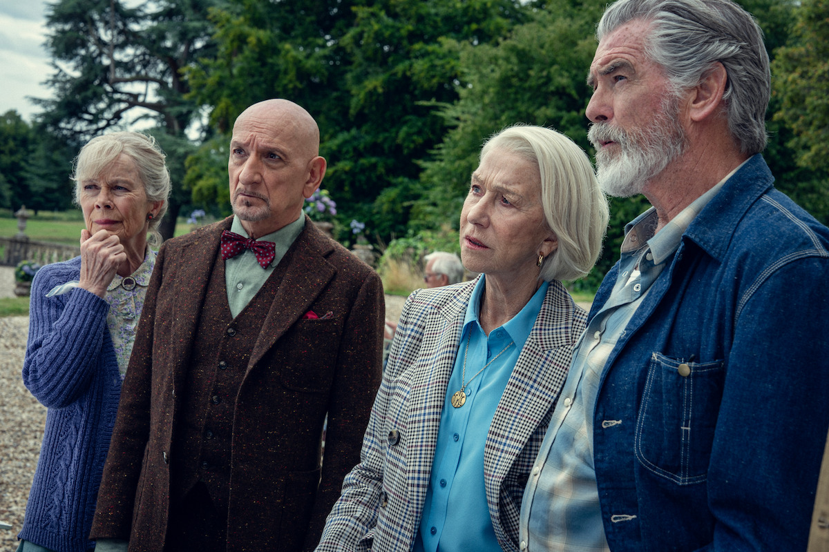 Celia Imrie, Sir Ben Kingsley, Helen Mirren, Pierce Brosnan in ‘The Thursday Murder Club'