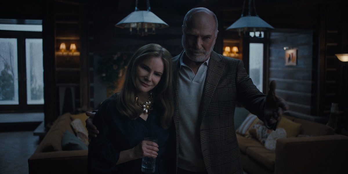 Jennifer Jason Leigh as Victoria and Ted Levine as Boris in ‘Something Very Bad Is Going To Happen’