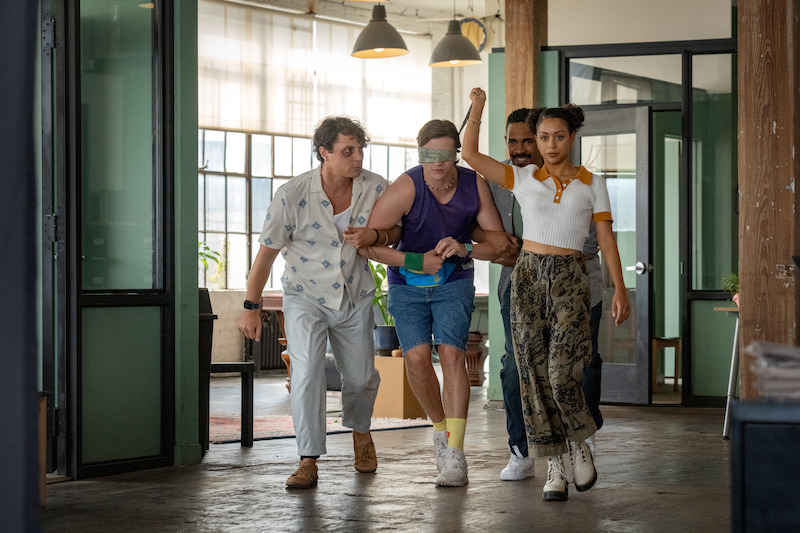 Augustus Prew as Brannagan, Joel Courtney as Little, Damon Wayans Jr. as Adam, and Liza Koshy as Ashley in 'Players'
