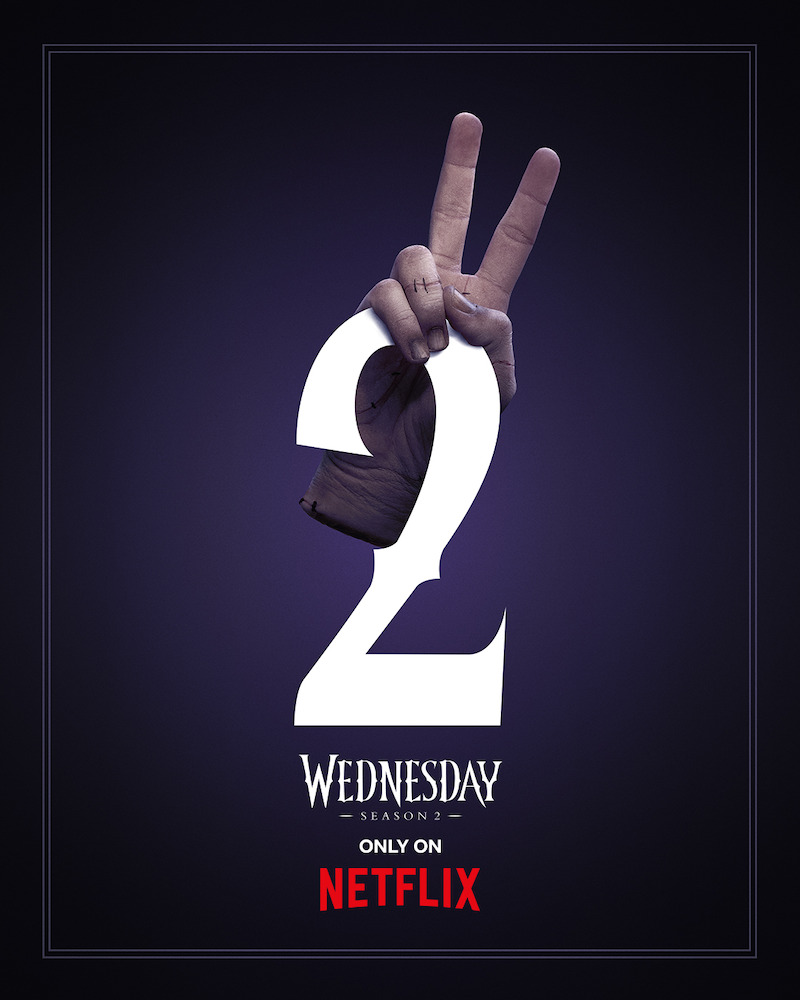 Key Art for 'Wednesday' Season 2 featuring Victor Dorobantu as Thing.