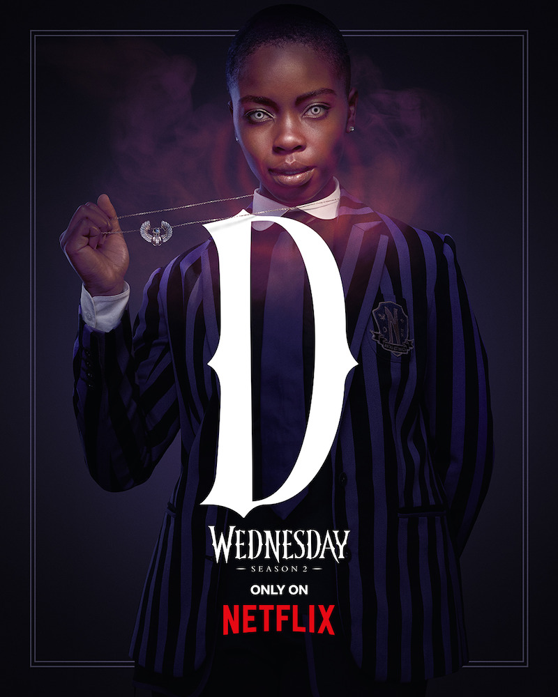 Key Art for 'Wednesday' Season 2 featuring Joy Sunday as Bianca Barclay.