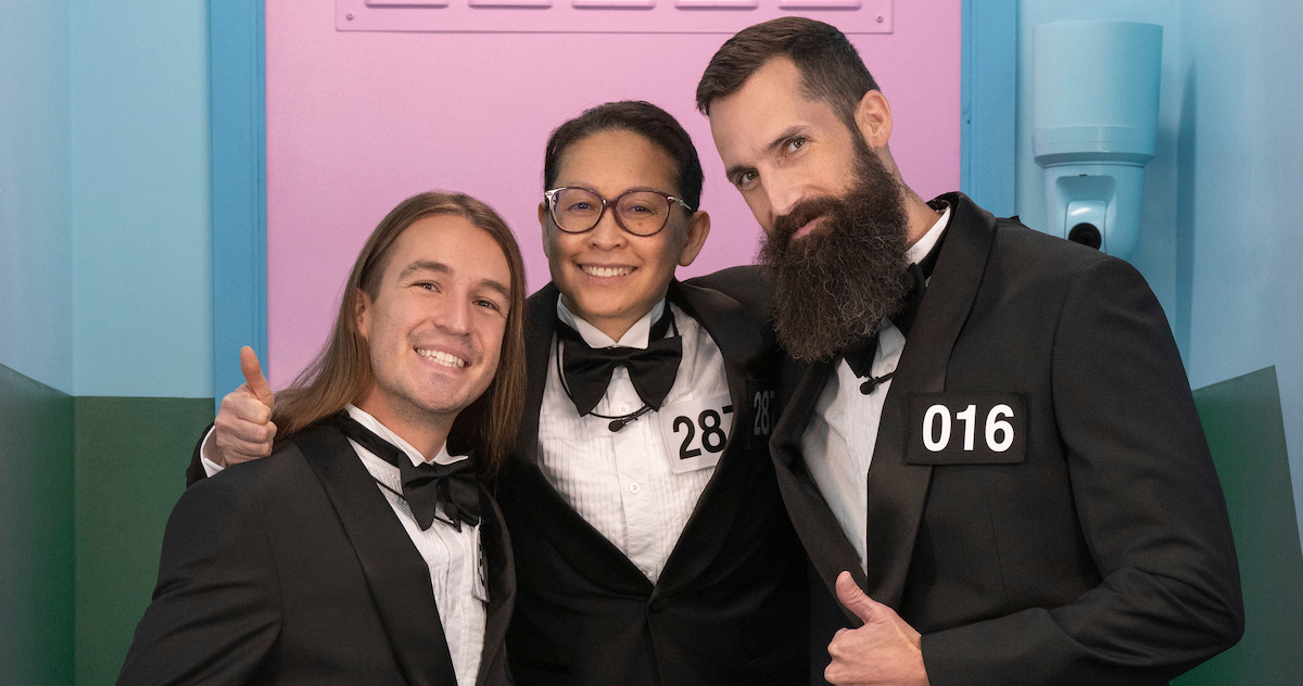 'Squid Game: The Challenge' finalists Phillip Cain (451), Mai Whelan (287), and Samuel Wells (016).