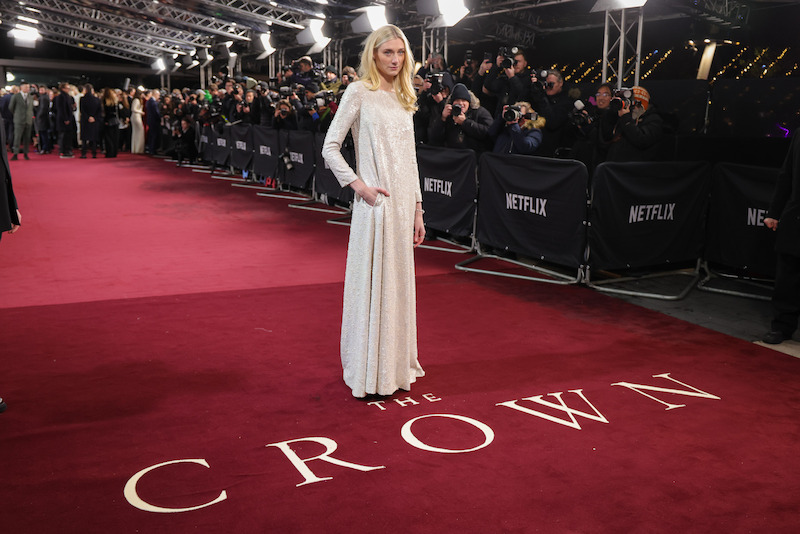 Elizabeth Debicki attends The Crown finale celebration at The Royal Festival Hall.
