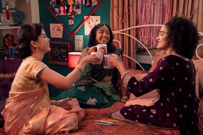 Ramona Young as Eleanor Wong, Maitreyi Ramakrishnan as Devi and Lee Rodriguez as Fabiola Torres.