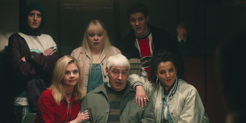 Orla (Harland), Clare (Coughlan), James (Llewellyn), Erin (Jackson), Uncle Colm (McAleer) and Michelle (O’Donnell) -  ‘Derry Girls’ Season 3 Photos