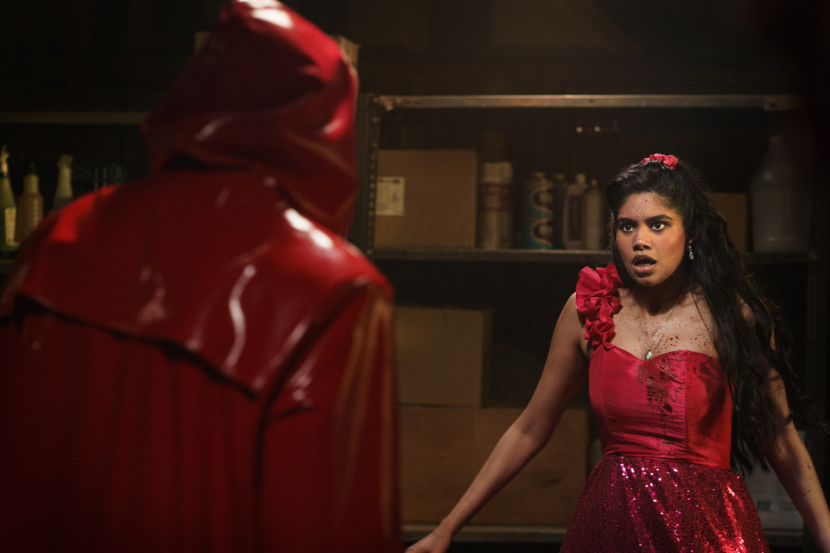 The Killer and Rebecca Ablack as Debbie Winters in ‘Fear Street: Prom Queen.’