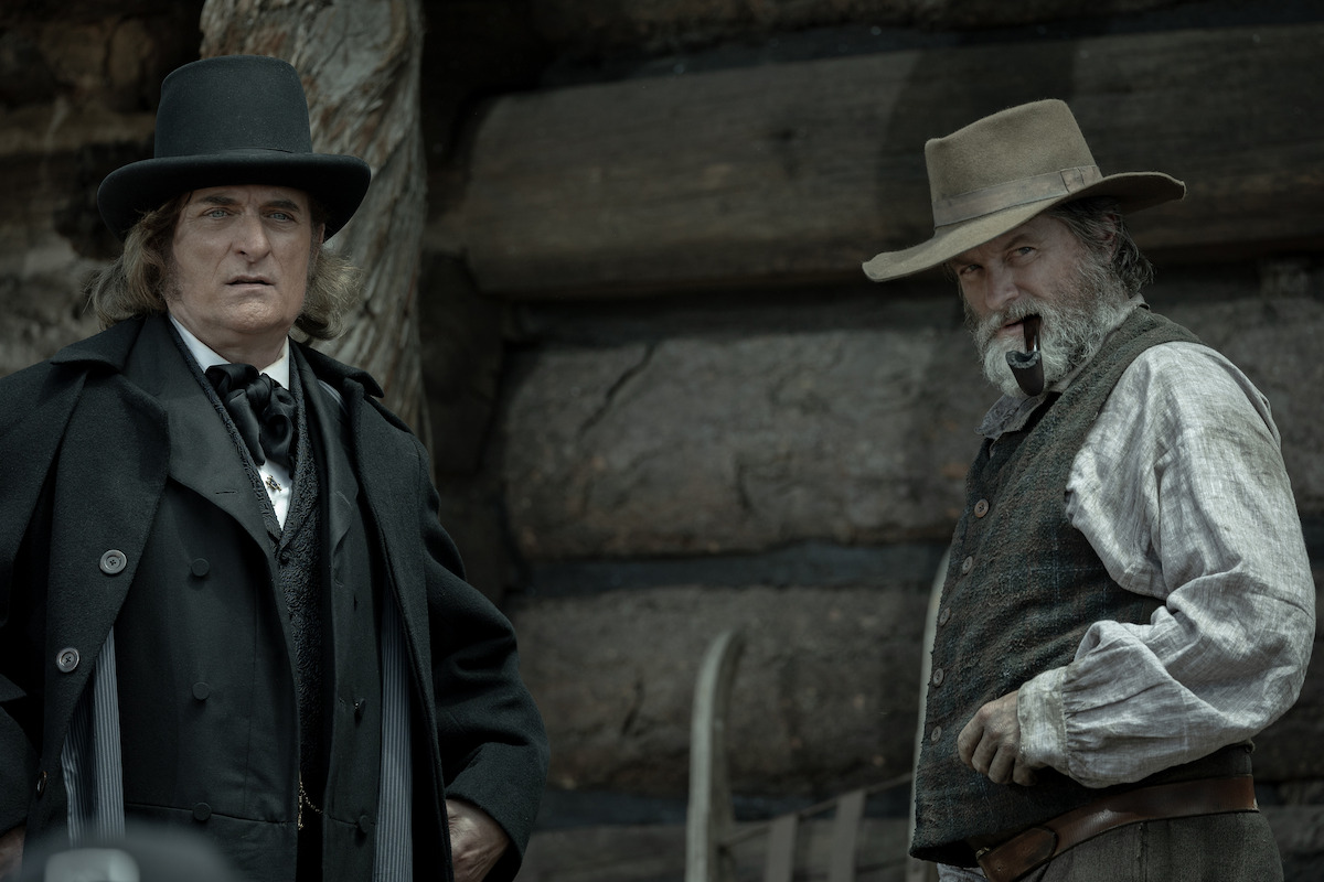 Kim Coates as Brigham Young and Shea Whigham as Jim Bridger in ‘American Primeval’