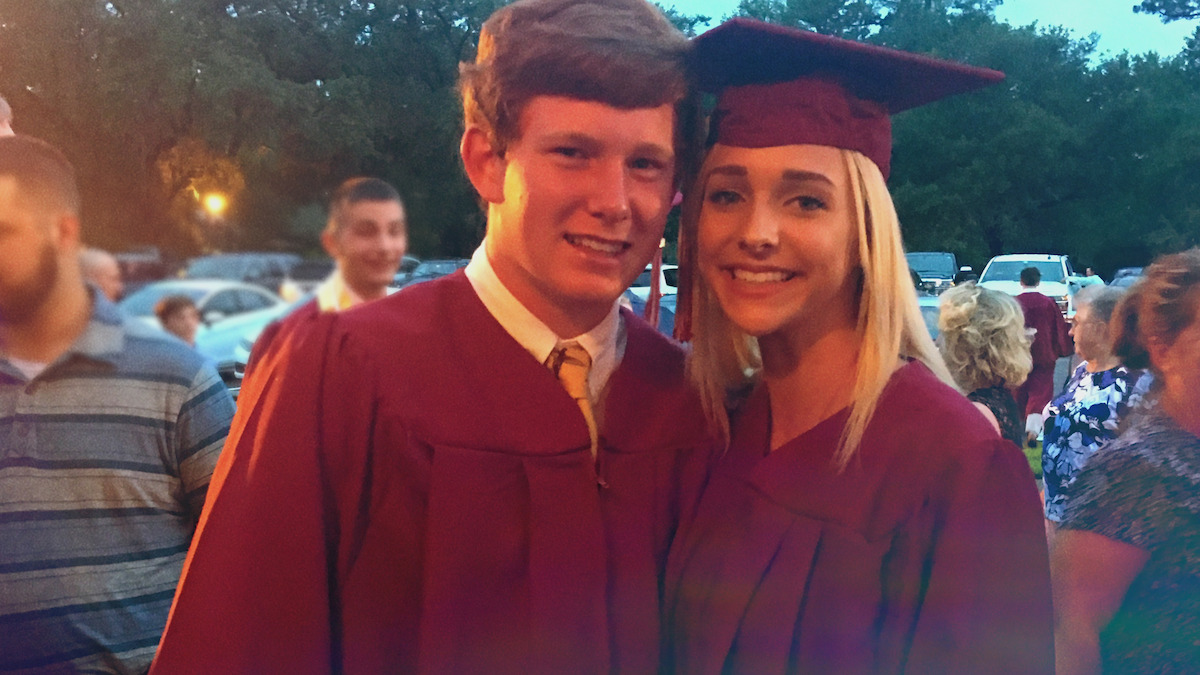 Paul Murdaugh and ex-girlfriend Morgan Doughty wearing their graduation caps and gowns in an undated photo