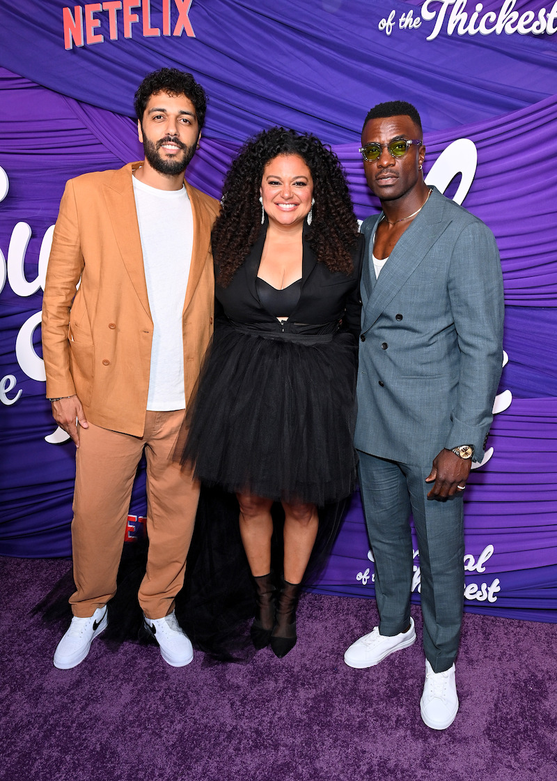 (L-R) Marouane Zotti, Michelle Buteau, and Taylor Sele attend the Netflix New York Special Screening of Survival Of The Thickest at Metrograph on July 11, 2023 in New York City. 
