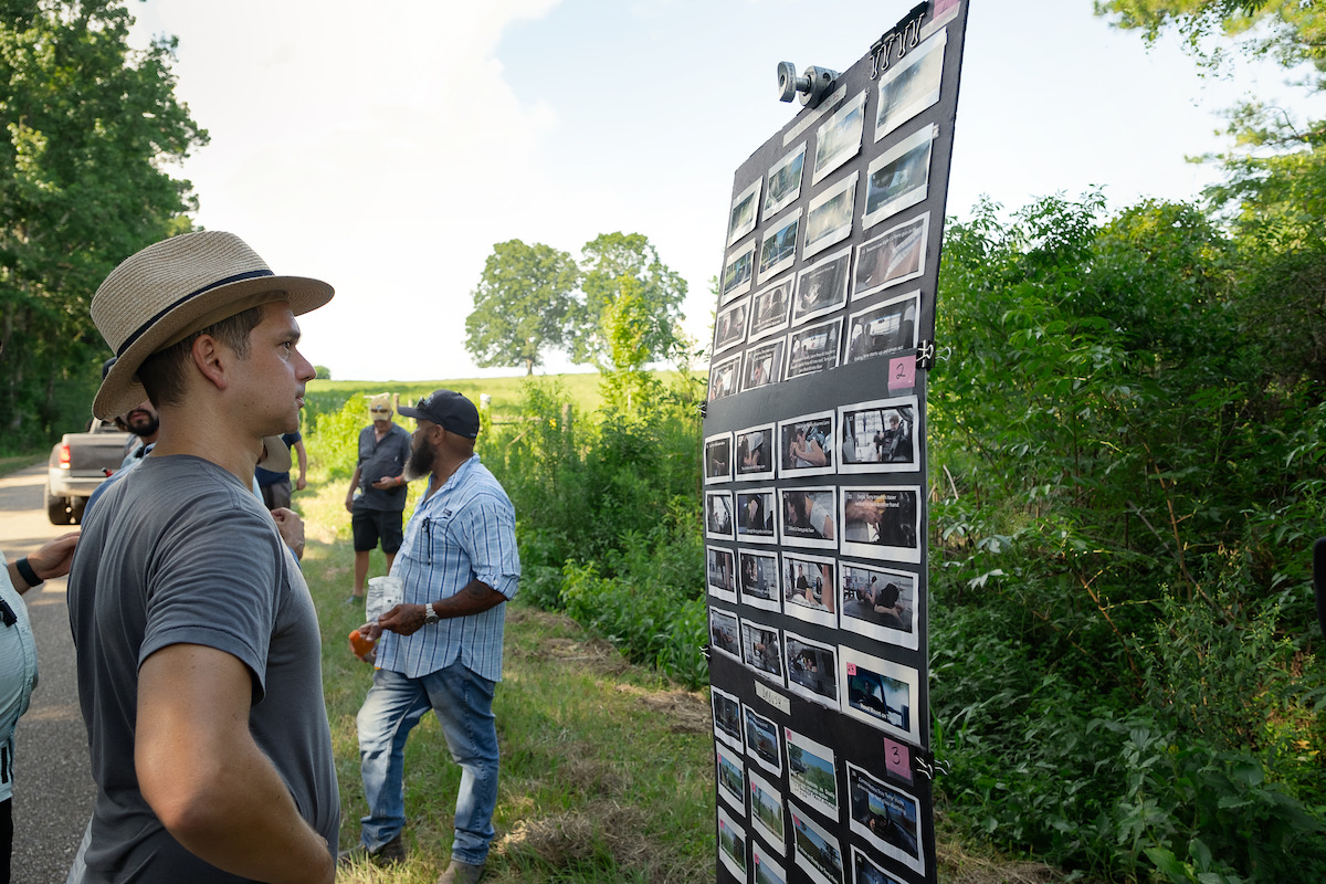 Director Jeremy Saulnier on the set of ‘Rebel Ridge’