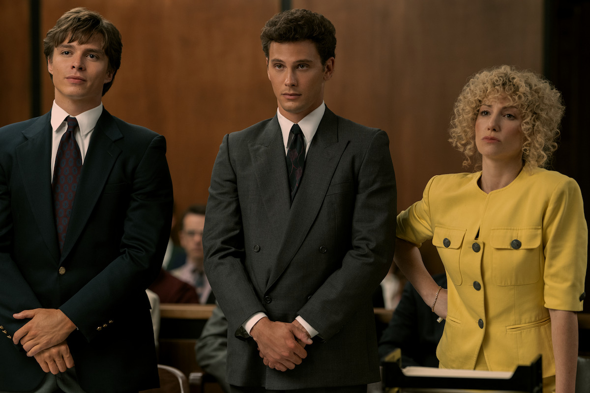 Nicholas Chavez as Lyle Menendez, Cooper Koch as Erik Menendez, Ari Graynor as Leslie Abramson in ‘Monsters: The Lyle And Erik Menendez Story.’