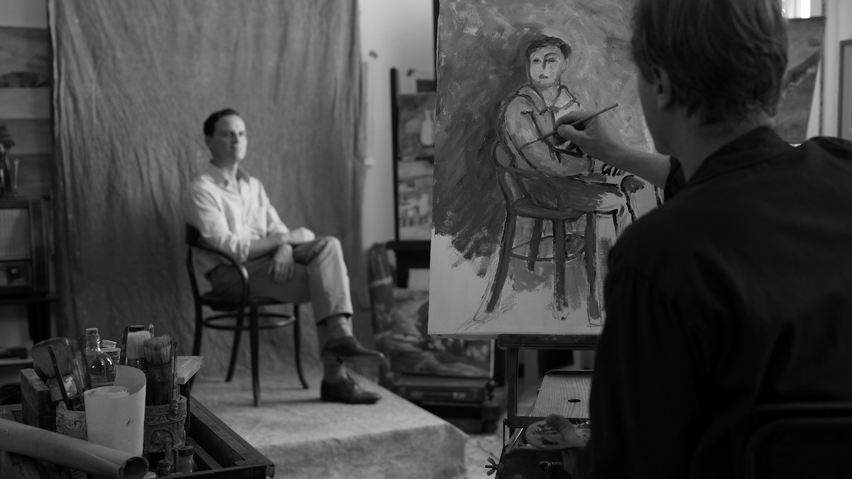 Dickie Greenleaf making a painting of Tom in a scene from ‘Ripley’