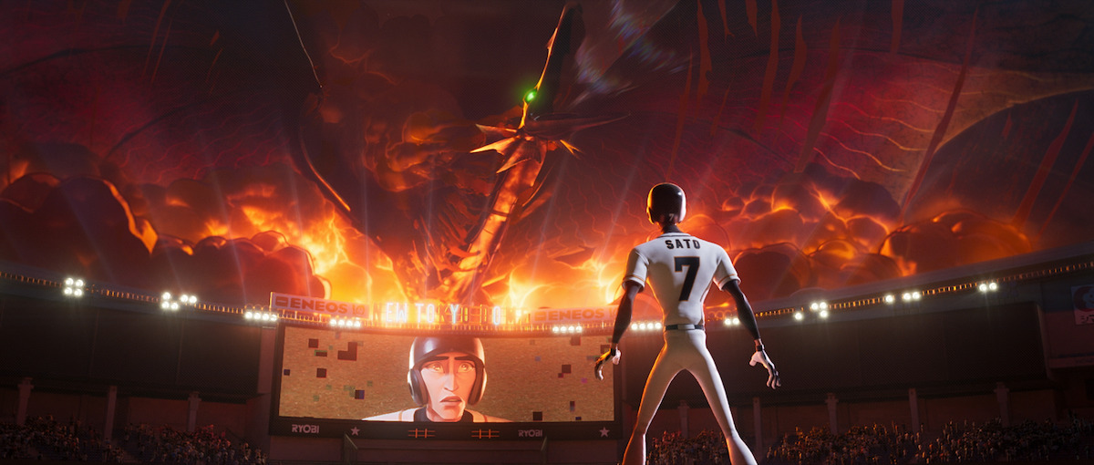 Ken Sato looks on at a creature during a baseball game.