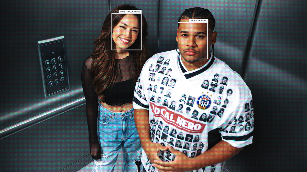 Valkyrae and Fanum in an elevator