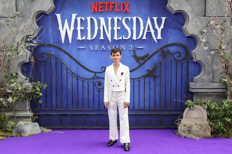 Oliver Watson attends the global premiereof 'Wednesday' Season 2, Part 1.