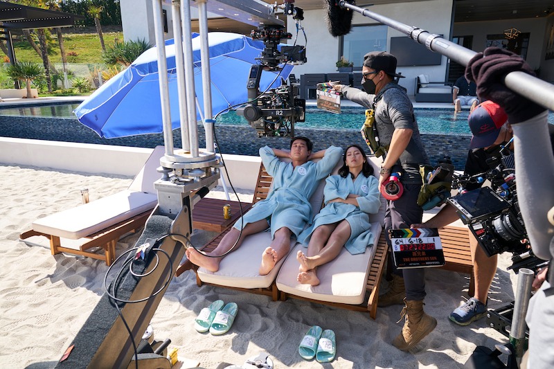 Sam Song Li as Bruce Sun, Madison Hu as Grace in episode 106 of The Brothers Sun.